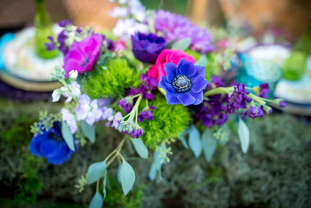 Centerpiece, Fluttering Flowers, Jewel Toned Wedding, Boho Wedding, Chic Unique Vintage Rentals, Melody Gillikin Photography, Misty Saves the Day, Styled Shoot