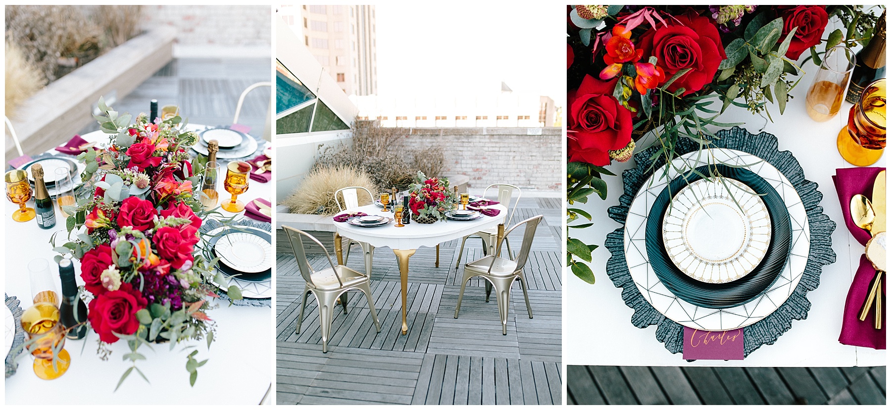 rooftop-wedding-inspiration rooftop wedding inspiration, roanoke wedding, chelsea anderson photography, misty saves the day, cara cait create, studio i do bridals roanoke, studio i do, black and gold wedding