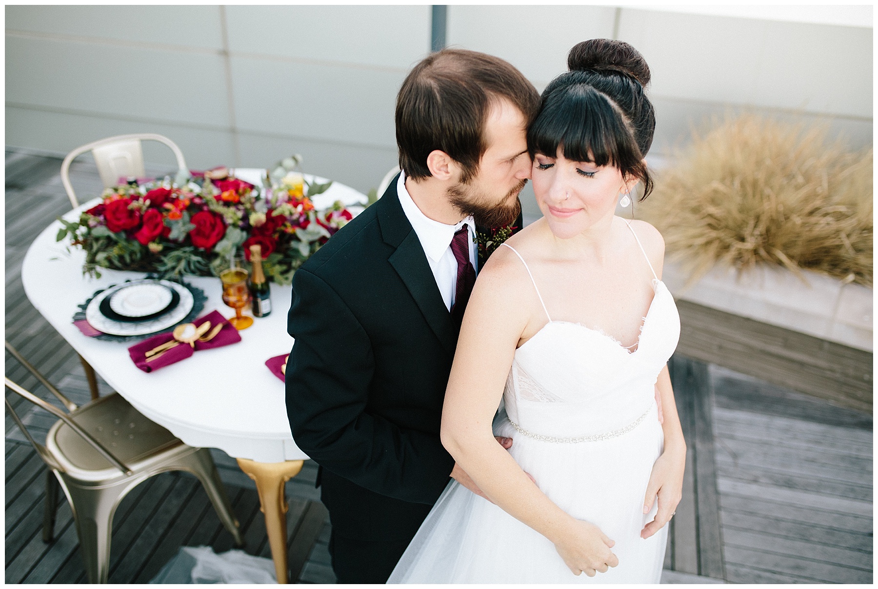 rooftop-wedding-inspiration rooftop wedding inspiration, roanoke wedding, chelsea anderson photography, misty saves the day, cara cait create, studio i do bridals roanoke, studio i do, black and gold wedding