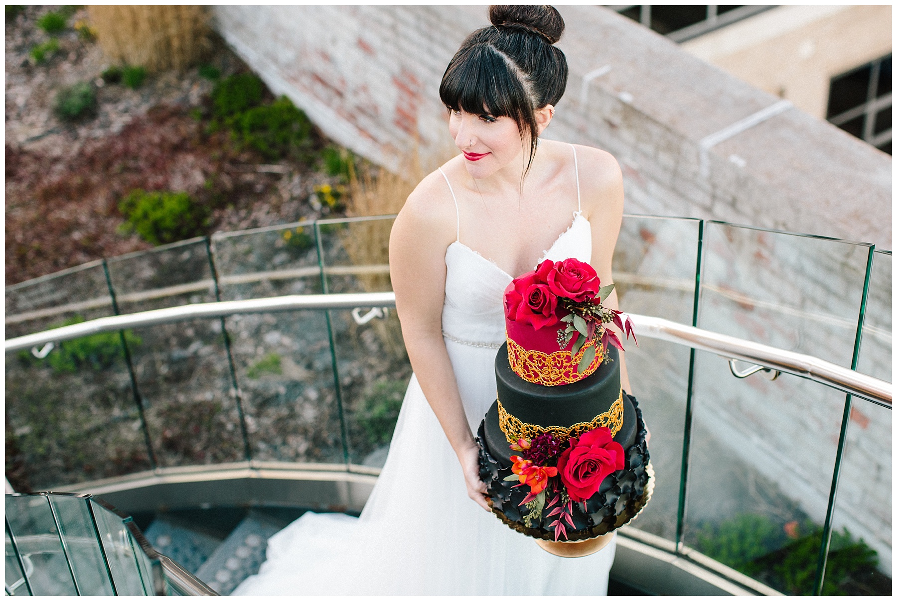 rooftop-wedding-inspiration rooftop wedding inspiration, roanoke wedding, chelsea anderson photography, misty saves the day, cara cait create, studio i do bridals roanoke, studio i do, black and gold wedding